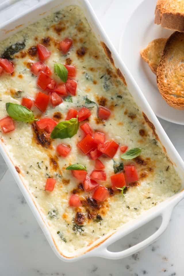 baked recipes dip Basil Cheese Recipe with Tomato Baked Dip and