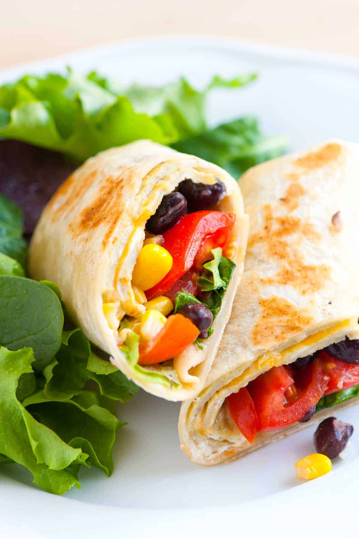 Meatless Black Bean, Egg and Corn Wraps