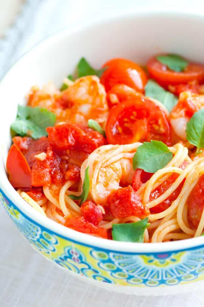 Tomato Basil Shrimp Pasta Recipe