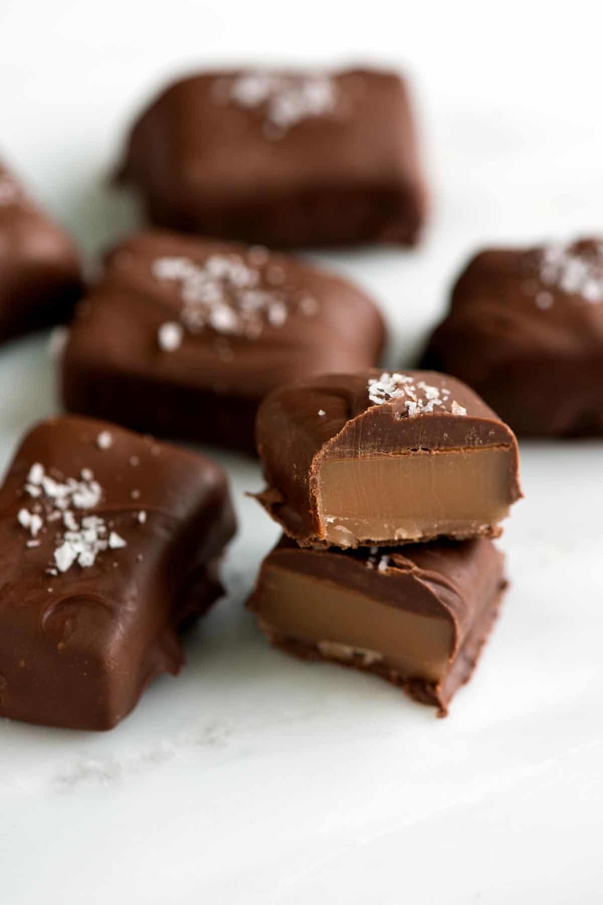 Salted Chocolate Covered Caramels Recipe with Video