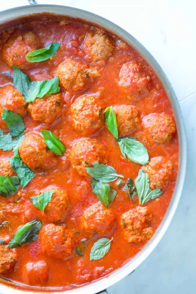 Easy Turkey Meatballs In Tomato Basil Sauce