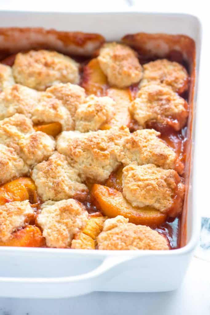 Easy Peach Cobbler Recipe with Biscuit Top