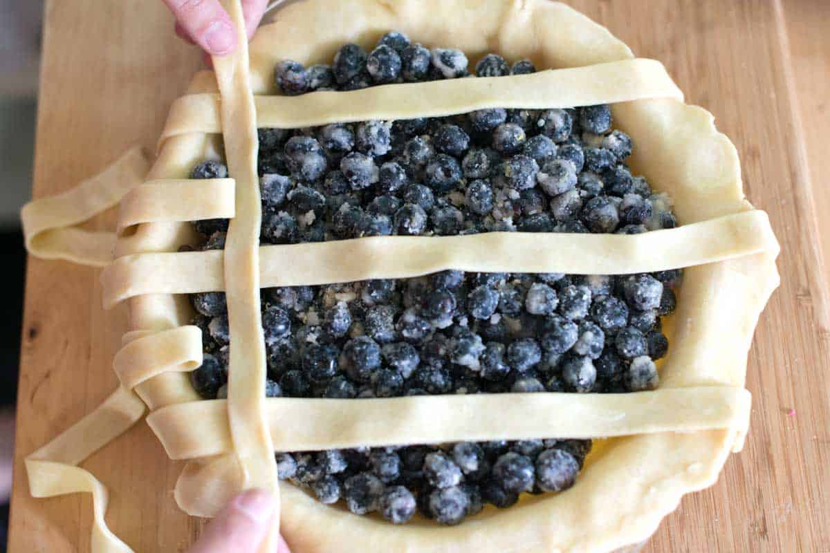Adding a lattice crust to blueberry pie
