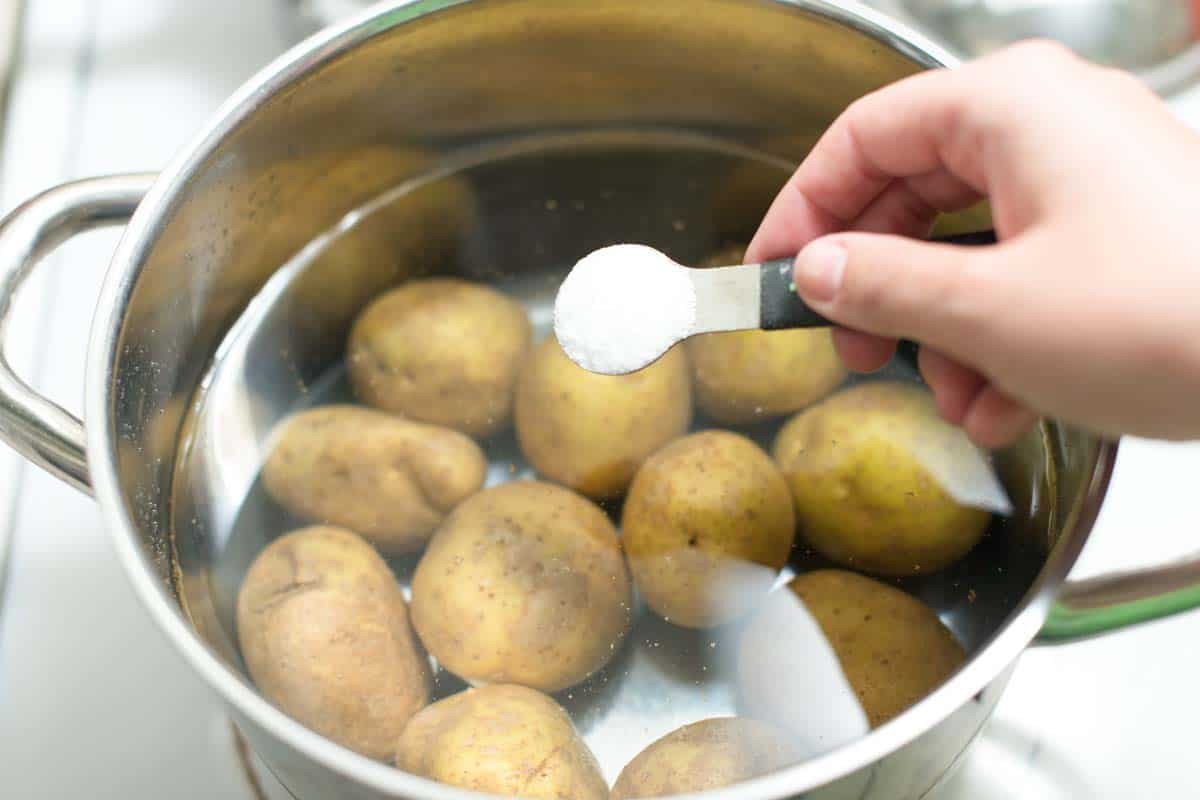 How to cook potatoes for potato salad - Salting the water