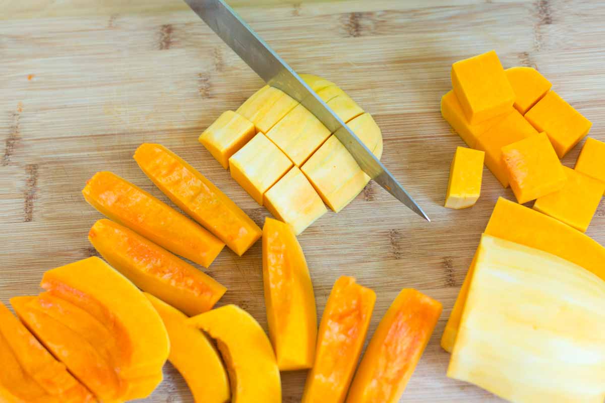 How to cut butternut squash into cubes