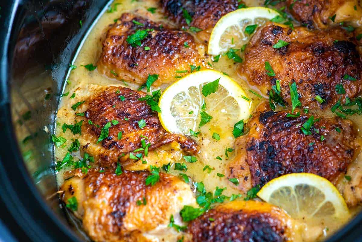 Slow Cooker Chicken Thighs - The Almond Eater