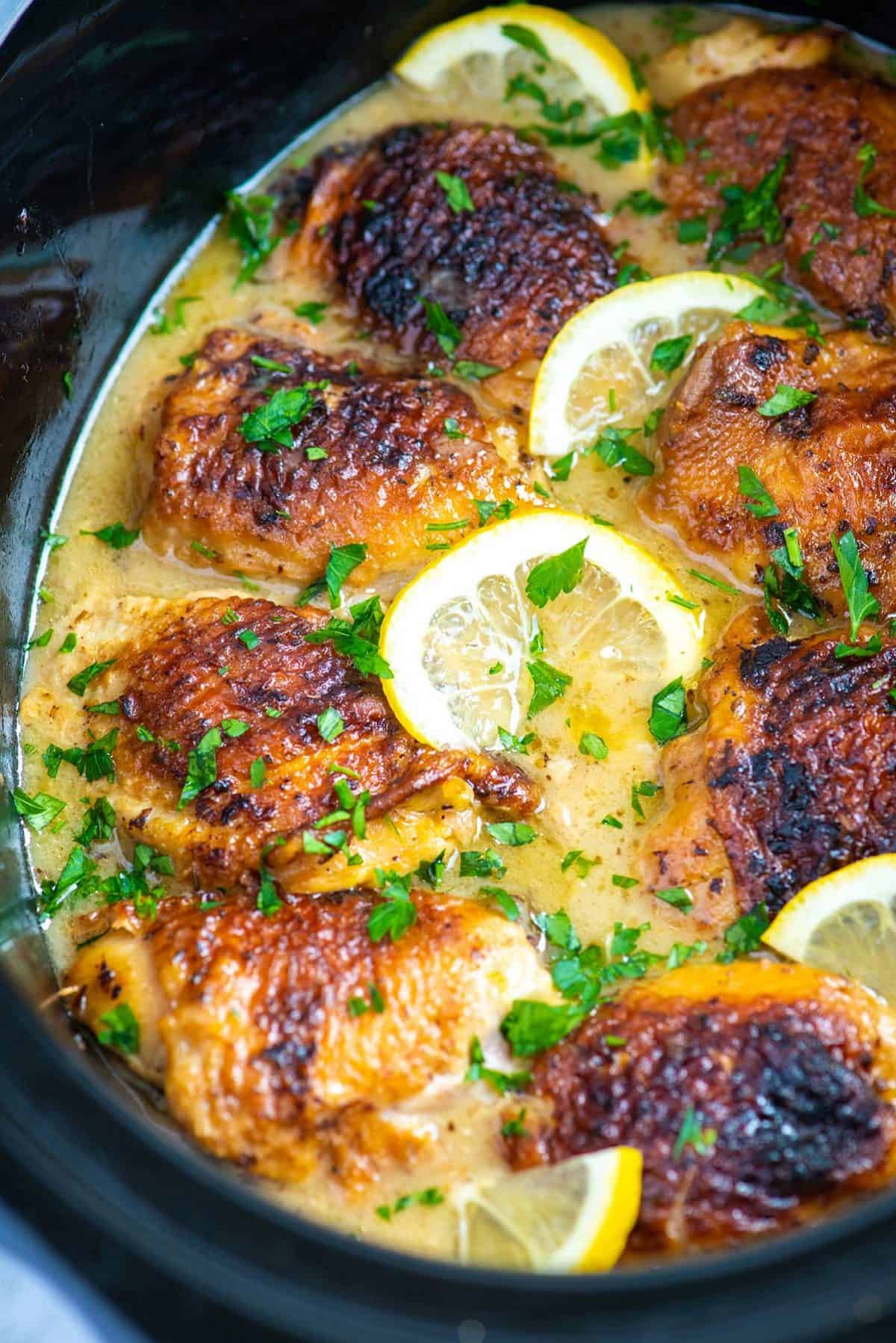 Slow Cooker Lemon Chicken Thighs Recipe