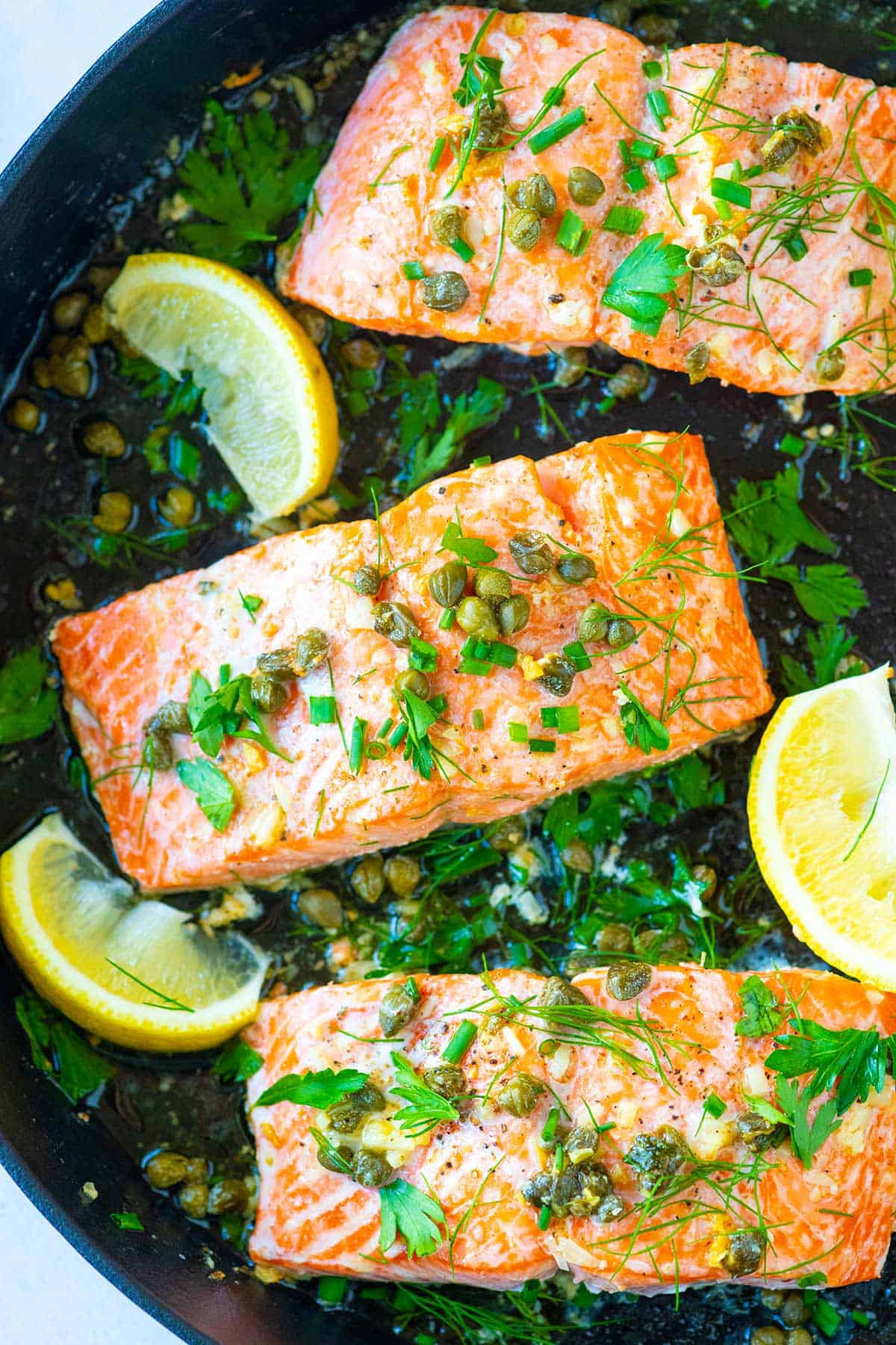 Garlic Caper Butter Baked Salmon