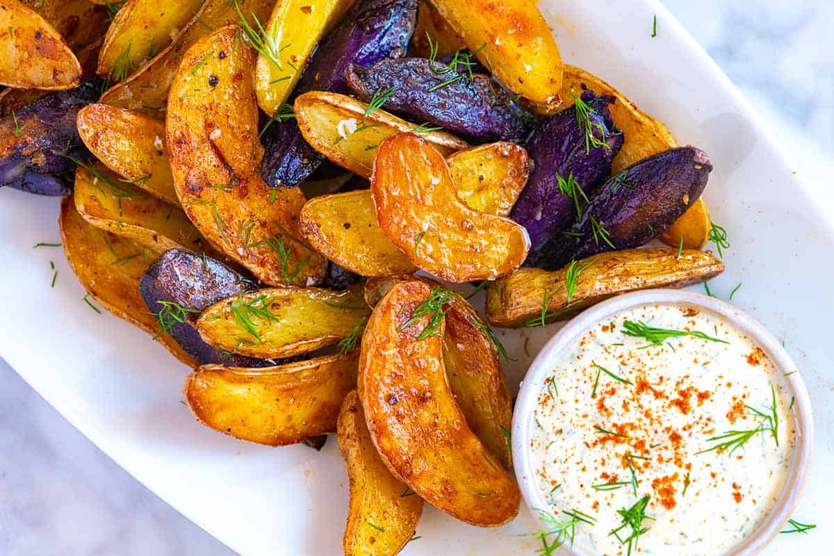 Roasted Fingerling Potatoes Recipe with Craveable Dipping Sauce