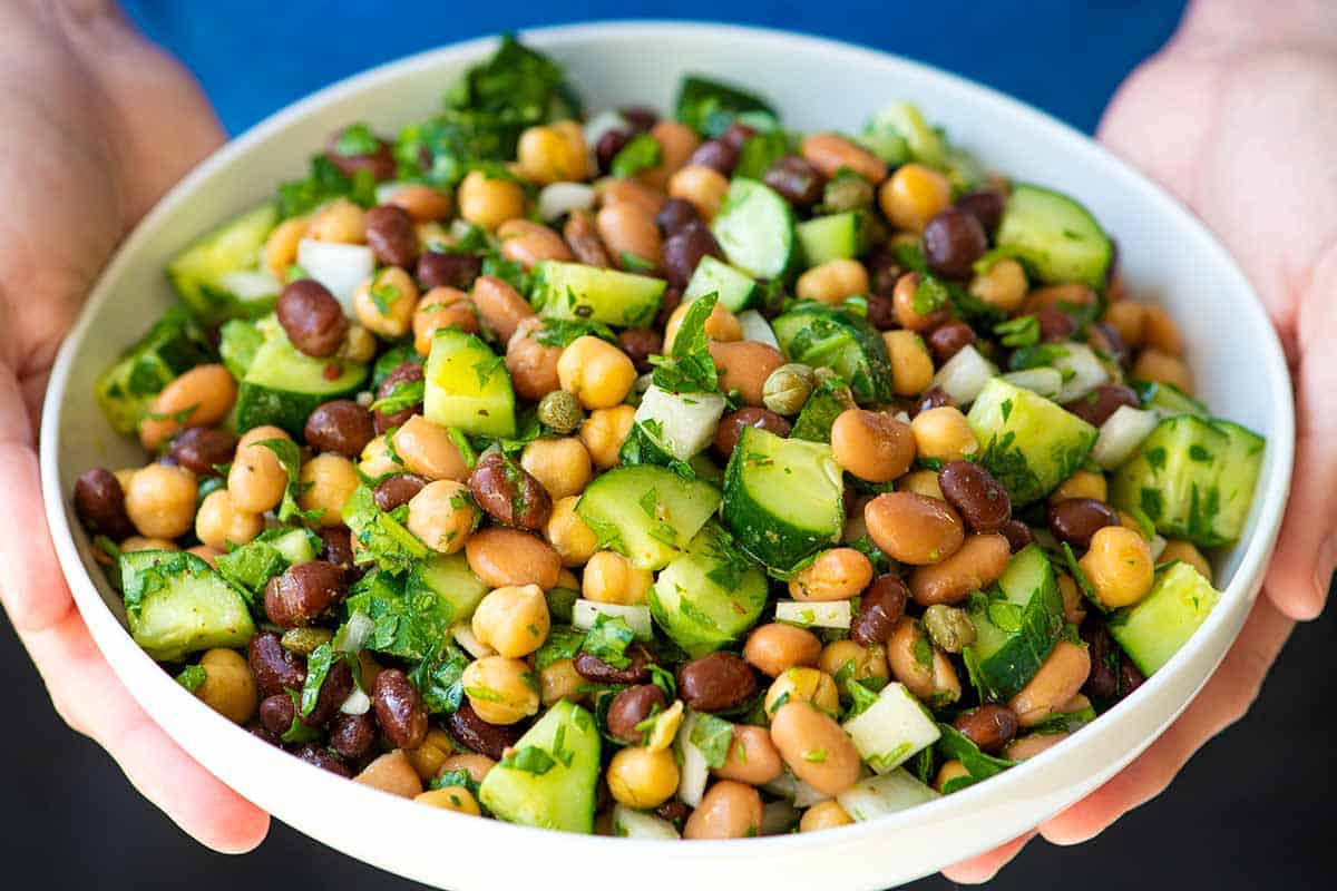 Bean Salad with Cucumbers, Parsley, and Onion