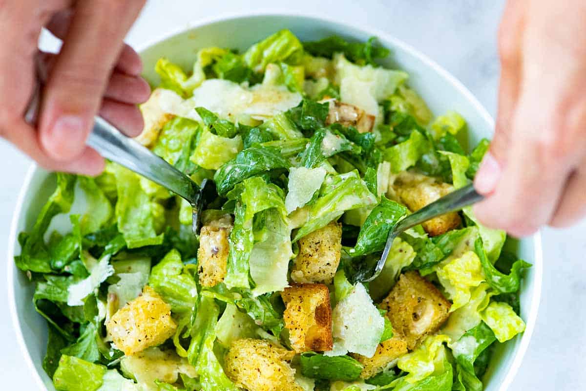 Healthy Caesar Salad Parmesan Cups