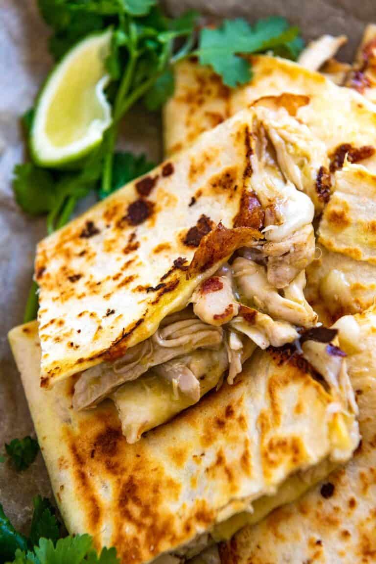 Green Chile Chicken Quesadillas