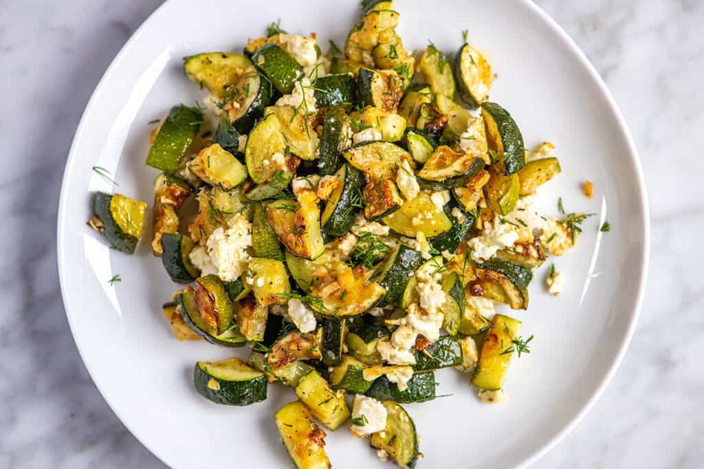 Garlic Roasted Zucchini with Feta