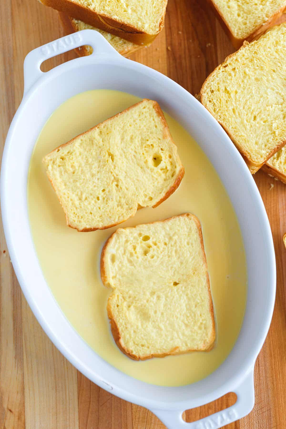 How to Make French Toast: Soaking Bread in French Toast custard