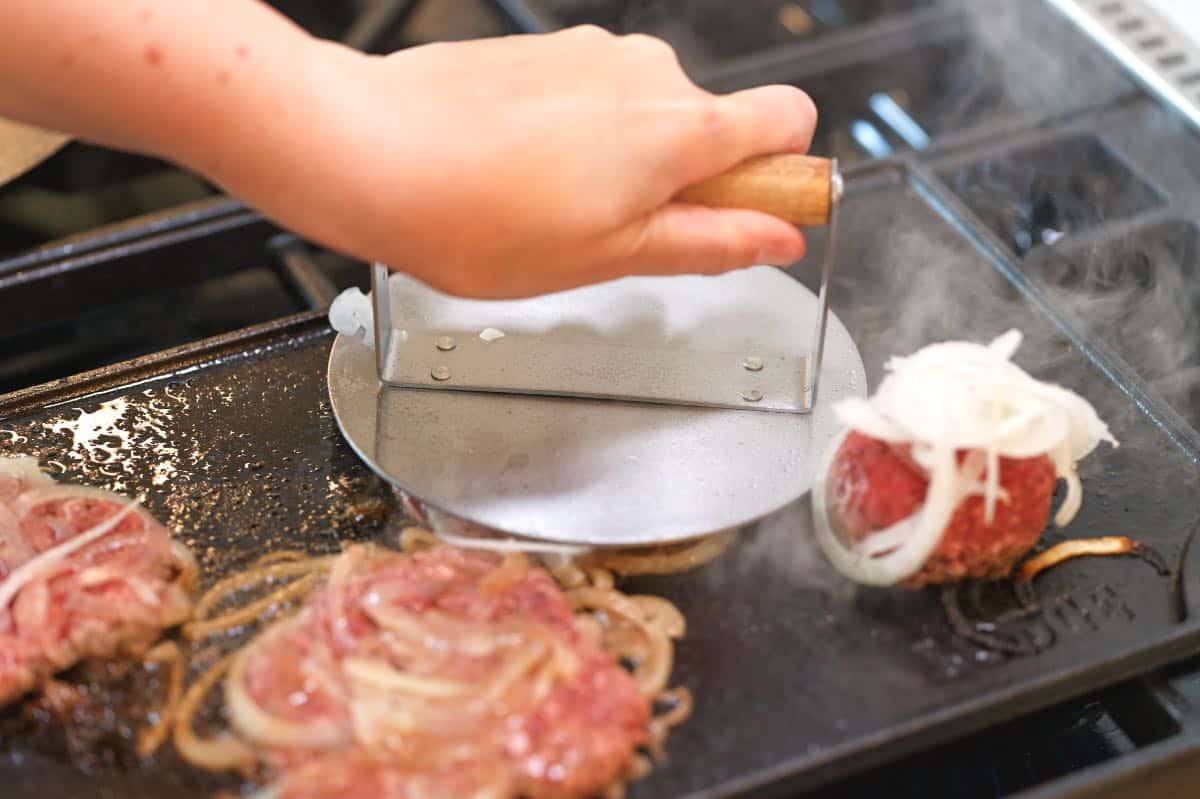 How to make Smash Burgers: Pressing out ground beef into smash burgers using a burger press