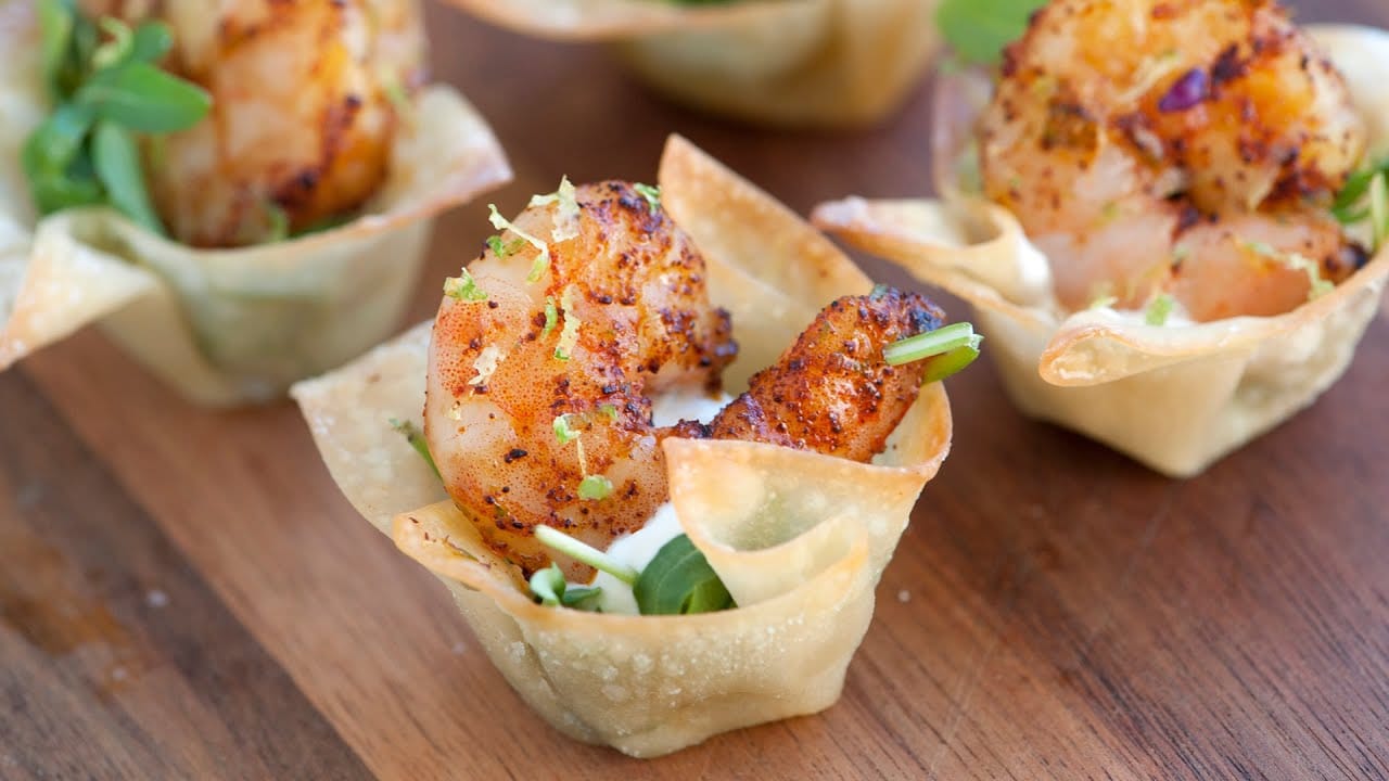 Chili Lime Shrimp Wonton Cups Recipe Video