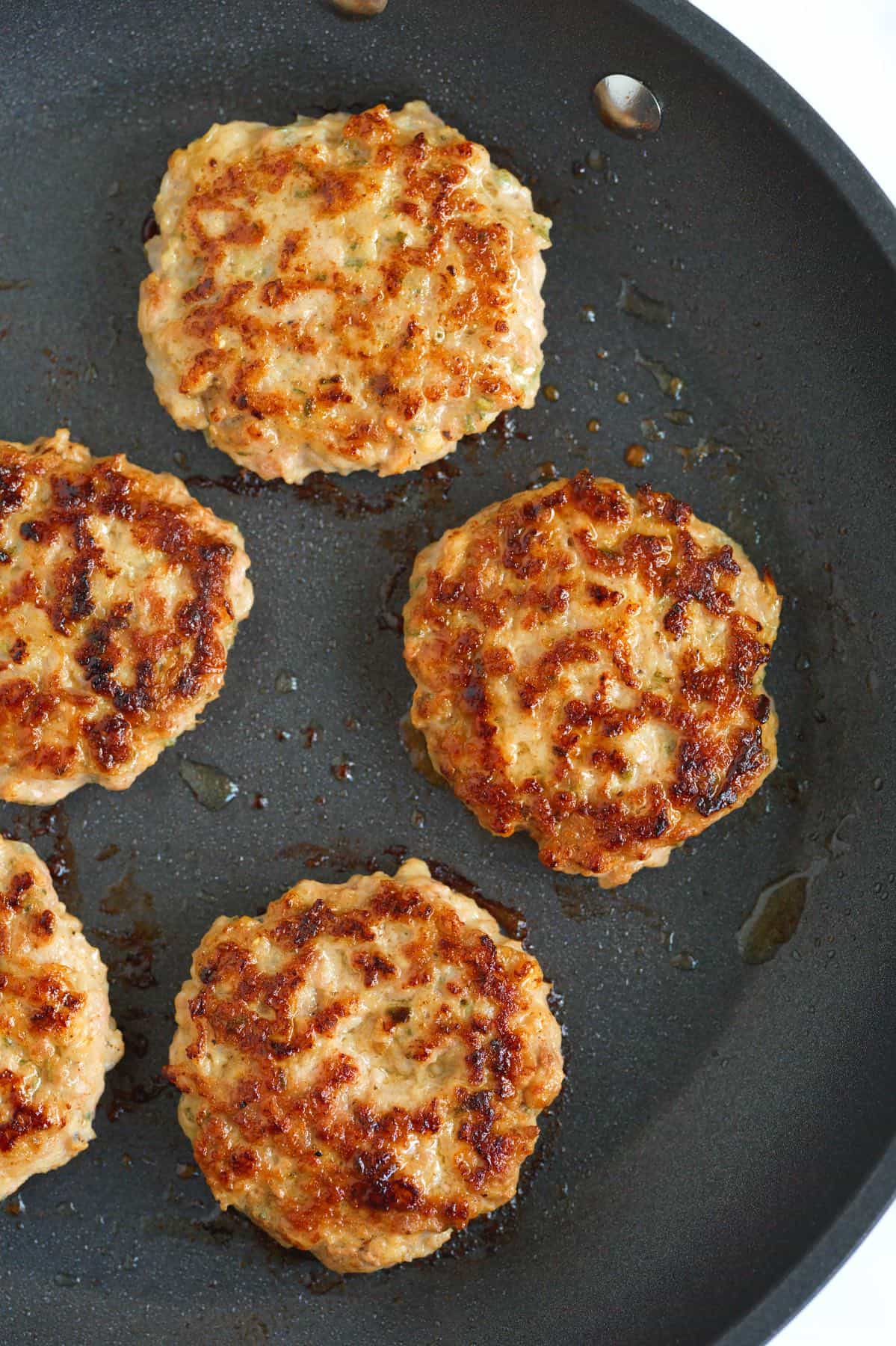 Homemade Breakfast Sausage Cooking in a Skillet