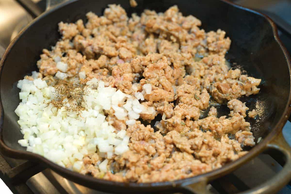 How to Make Sausage Gravy: Cooking sausage and onions