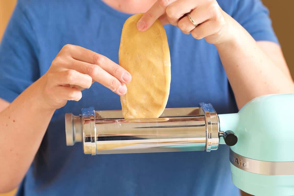 How to Make Pasta: First roll through pasta roller on setting #1